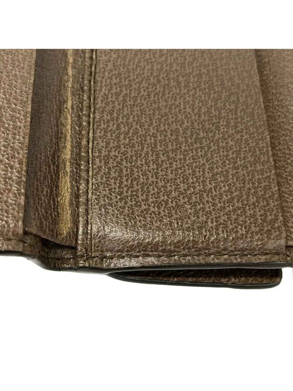 Gucci Trifold Wallet Ophidia Dark Brown Beige Multi Leather